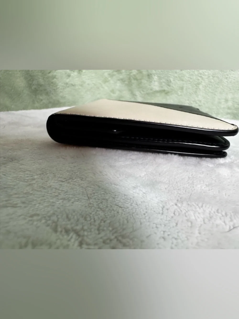 Saint Laurent YSL Jamie Bicolor Folded Wallet Black & White Leather - Picture 3 of 9